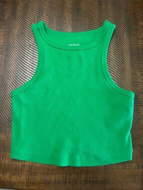 Wild Fable Ribbed Crop Tank Top | XS | Bright Green Sleeveless Top
